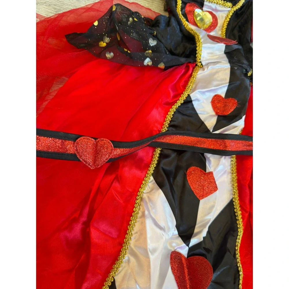 Spirit Halloween Queen of Hearts Costume 3T 4T Alice Wonderland Toddler Girls